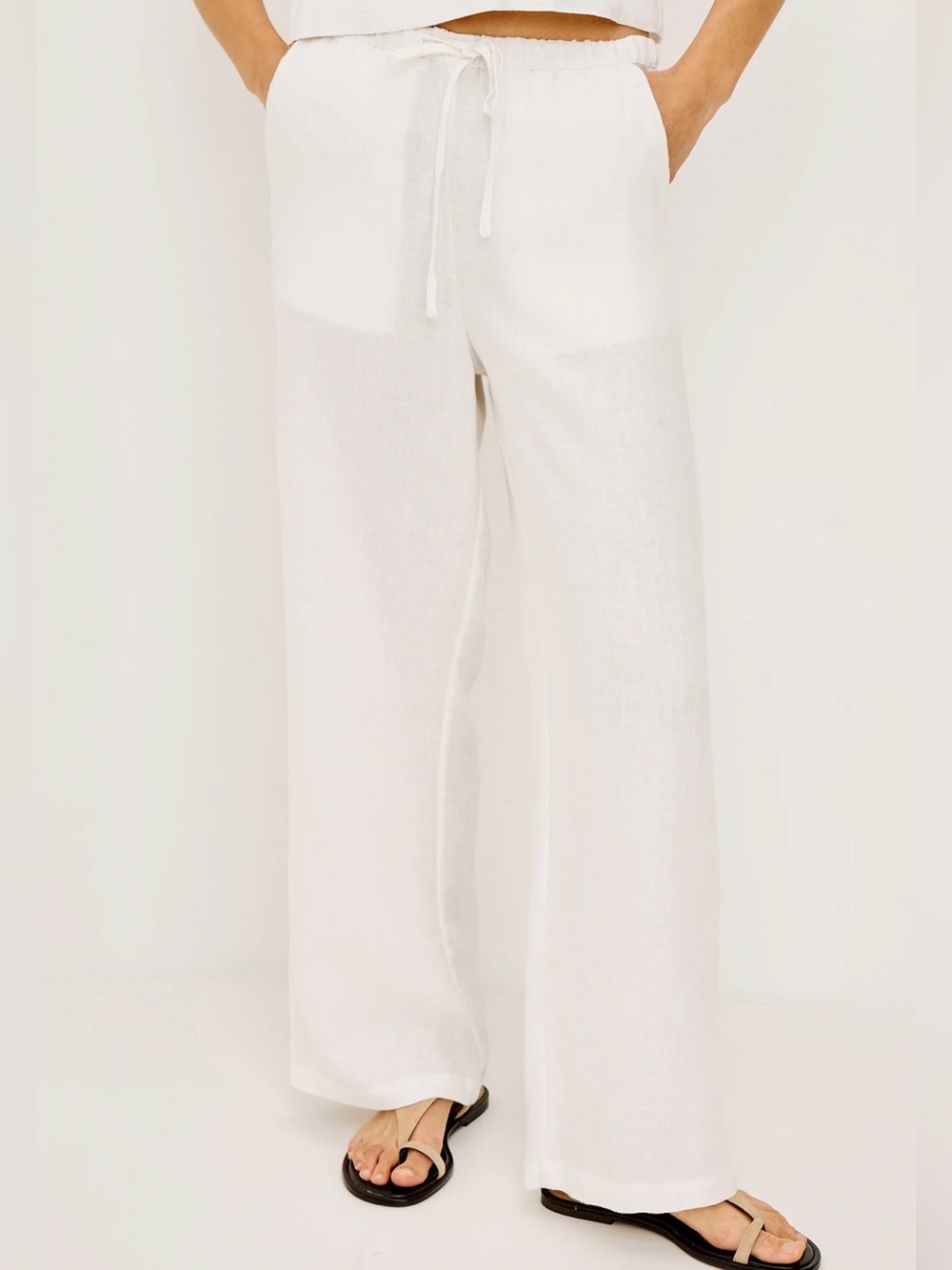 🌺RAILS White 💯 Linen Drawstring Wide-Leg Pants🌺